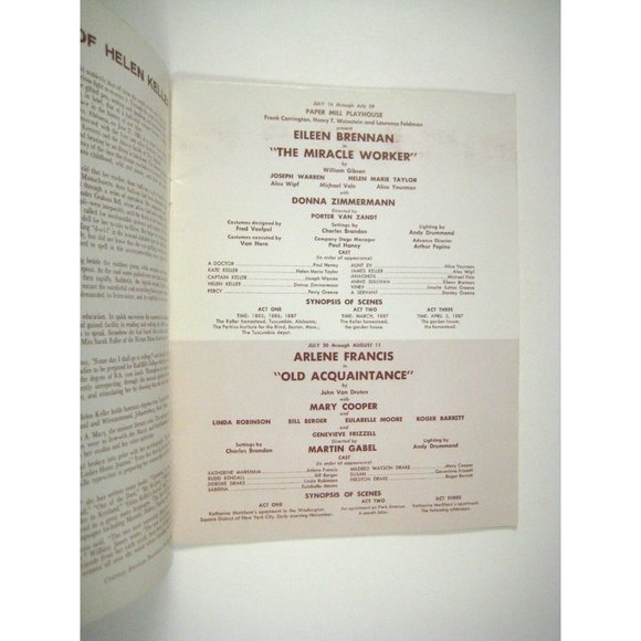 Paper Mill Playhouse Theatre Program 1962 NJ Brennan Francis Miracle Worker - Picture 3 of 11